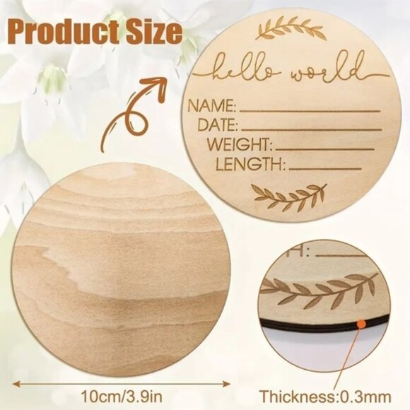 Hello World Wooden Baby Announcement - Picture 2 of 3